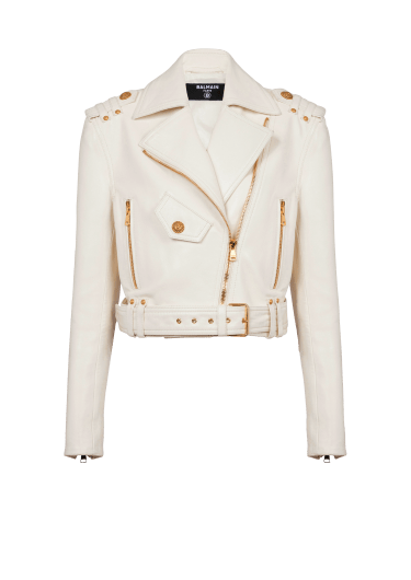 Veste biker en cuir zippée