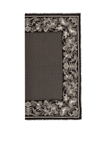 Foulard con stampa mini monogramma e Paisley