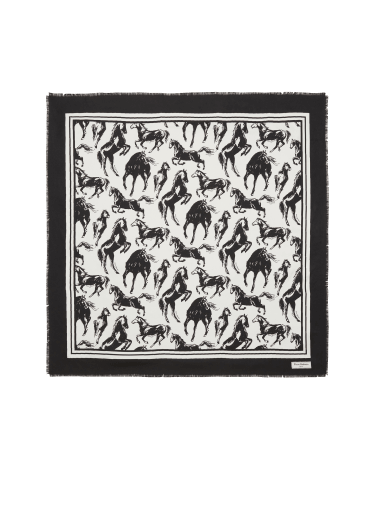 Quadratisches Halstuch aus Seide mit Pierre Balmain Pferde-Print