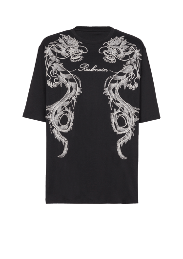 Camiseta bordada Dragon con strass