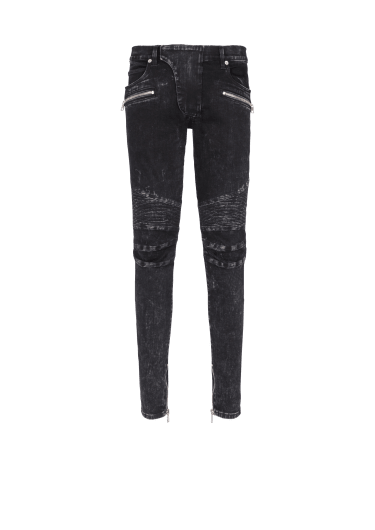 Schmal geschnittene Jeans mit gerippten Details