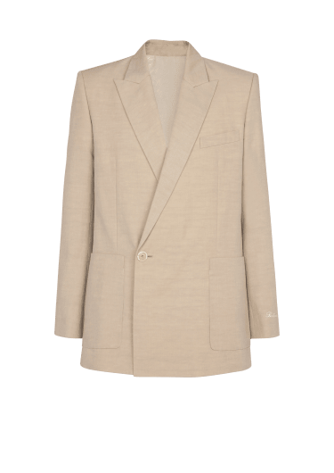 1-button jacket in fluid canvas 