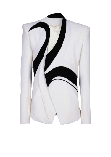 Graphic double crepe blazer with inserts