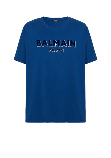 Balmain T-Shirt mit beflocktem Metallic-Print