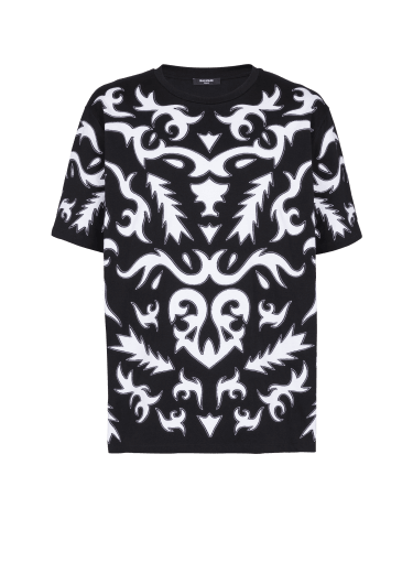Oversize-T-Shirt mit Baroque-Print und Laser-Ausschnitten