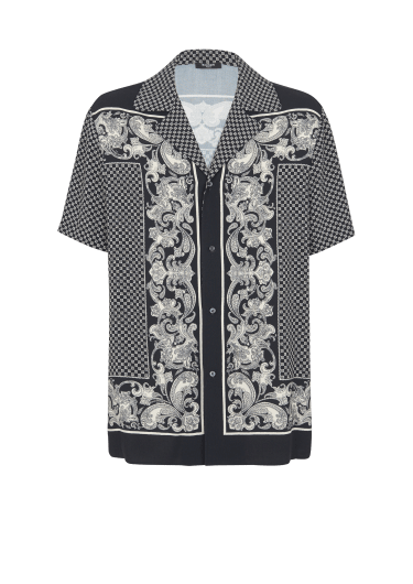 Chemise en soie à imprimé Paisley et mini monogramme