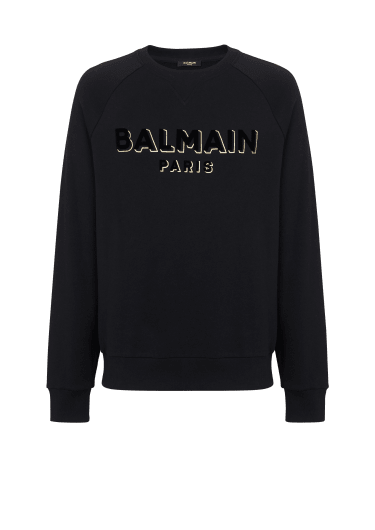 Balmain Sweatshirt mit beflocktem Metallic-Print