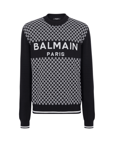 Balmain Black/Beige Velour Monogram Print T-shirt - Men from