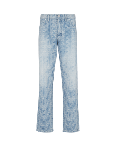 Monogrammed jacquard denim jeans