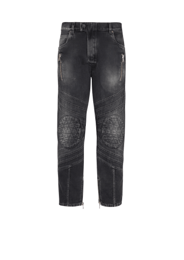 Denim biker jeans