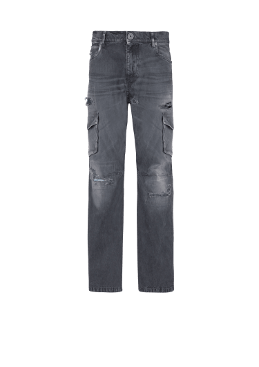 Worn-effect cargo trousers