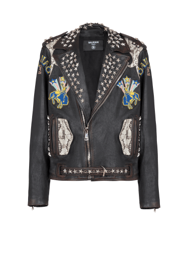 Veste biker Balmain Western en cuir