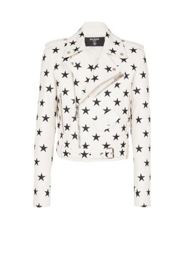 Stars biker jacket in embroidered leather