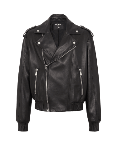 Leather bomber jacket