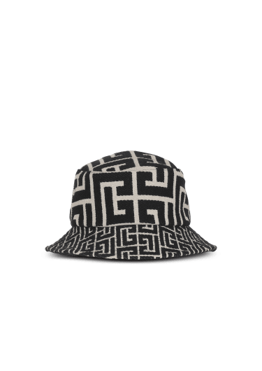 Chapeau bob en coton canvas avec logo Balmain Paris