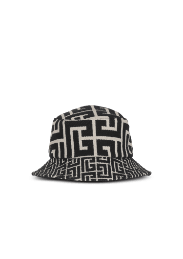 Cappello da pescatore in tela di cotone con logo Balmain Paris