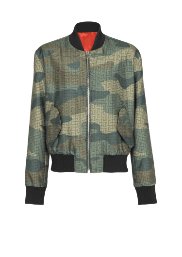 Bomber en Shantung imprimé Camouflage monogramme