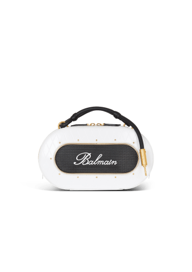 Rubber Radio bag with Balmain Signature and embossed Grid motif