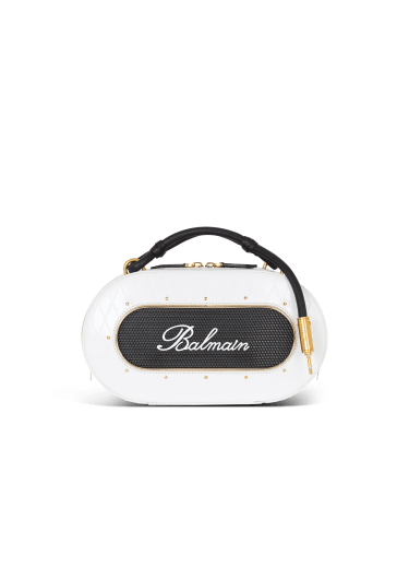 Tasche Radio aus Kalbsleder mit Grid-Prägung und Balmain Signature