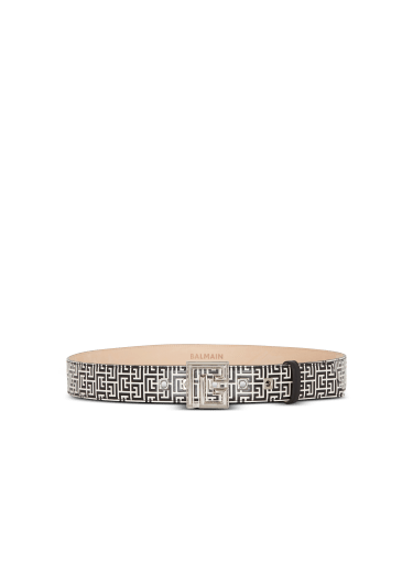 Ceinture PB en cuir de veau embossé monogramme