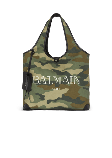 Shopper B-Army aus Canvas mit Camouflage-Print und Balmain Vintage