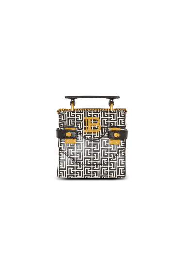 Mini-Tasche B-Buzz 12 aus geprägtem Kalbsleder mit PB Labyrinth-Monogramm