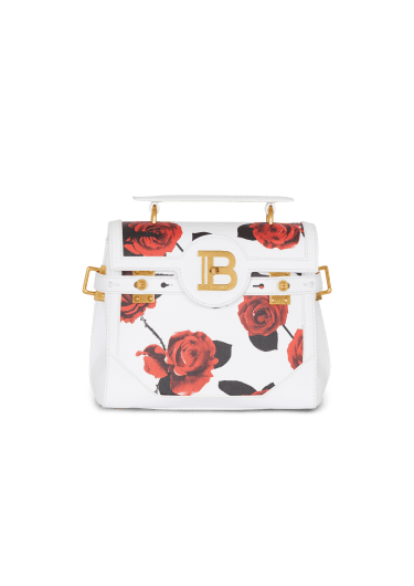 Tasche B-Buzz 23 aus Kalbsleder mit Rosen-Print und eingeprägtem Grid-Muster