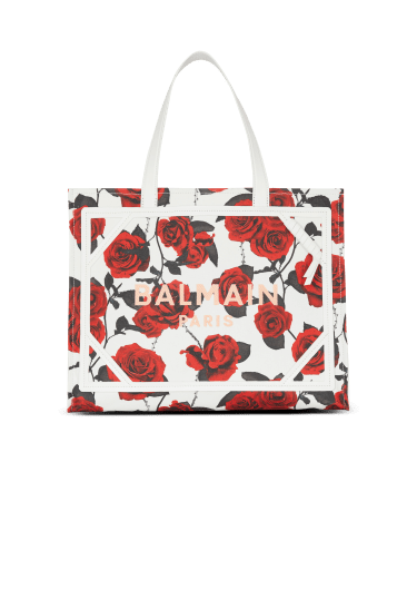 Borsa shopper B-Army media in tela con stampa rose