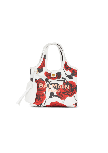 Bolso mini tipo "grocery bag" B-Army de lona y piel con estampado Roses