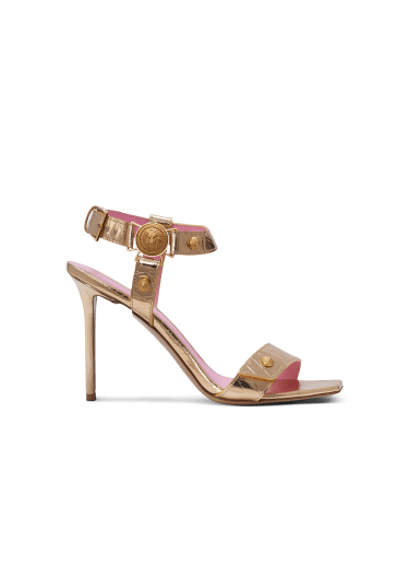 Heeled Eva sandals in mirrored leather