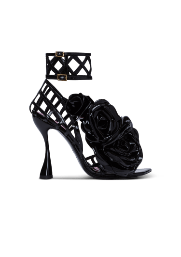 Patent leather Eden sandals with flowers