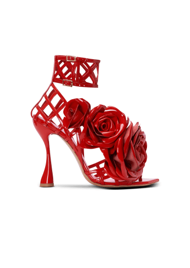 Patent leather Eden sandals with flowers