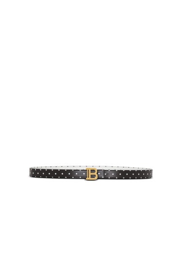 Thin reversible calfskin B-Belt with Polka Dots
