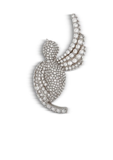 Broche golondrina de strass y paladio