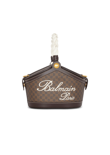 Borsa a secchiello in tela monogramma e pelle 