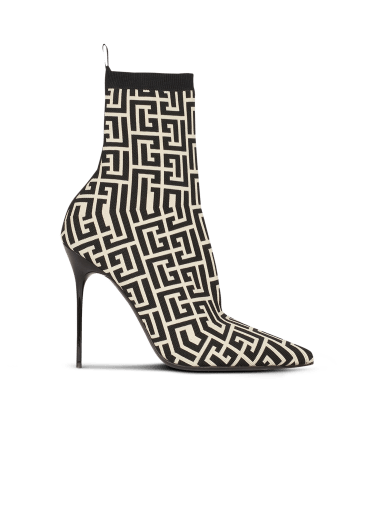 BALMAIN 26S BOOTS 105 MM IN TAUPE BROWN FLYKNIT STYLE 17