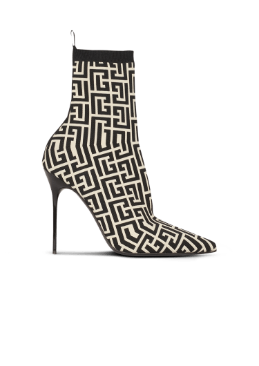 Skye Balmain 交织字母装饰双色弹力针织踝靴