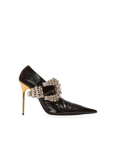 Clara Western patchwork patent leather pumps