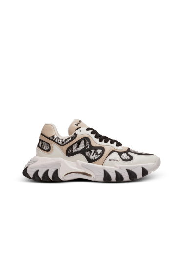Sneakers B-East aus Leder mit Python-Effekt, Wildleder und Mesh