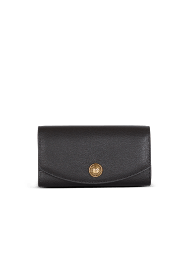 Pochette emblema in pelle di vitello granulata