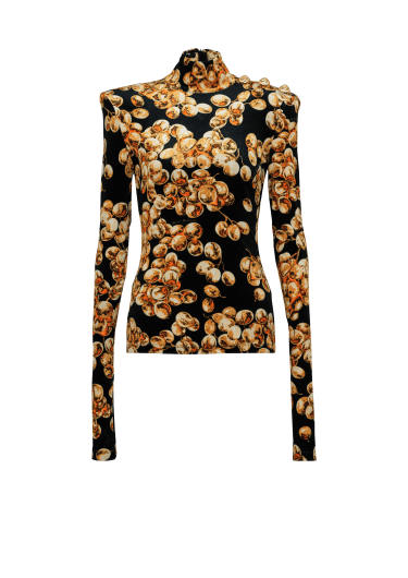 Top de terciopelo con estampado Raisin