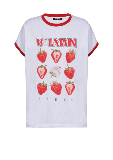 Two-tone T-shirt with Balmain Strawberry print