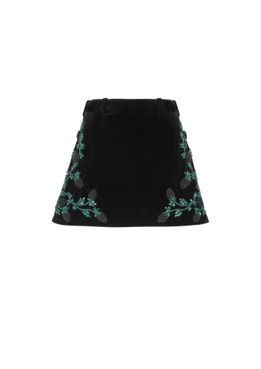 A-line skirt in Blackberry-embroidered velvet