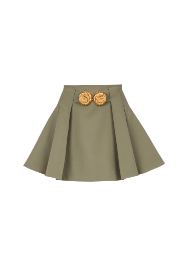 Short pleated skirt in grain de poudre