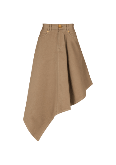 Asymmetrical pleated skirt in cotton canvas