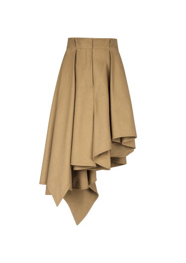 Asymmetric pleated cotton skirt