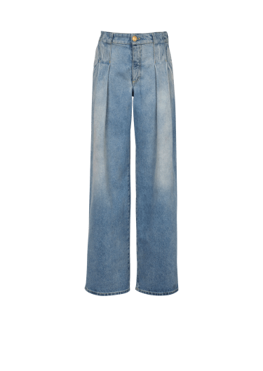 Pleated denim jeans