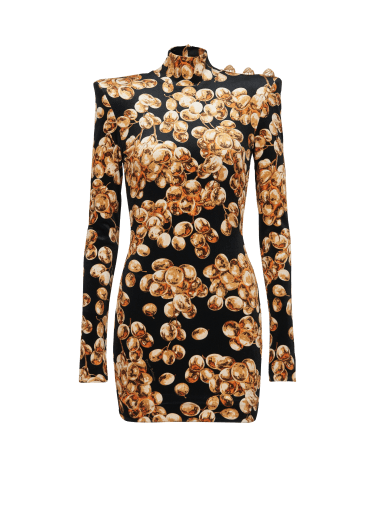 Kurzes Kleid aus Samt mit Raisin-Print