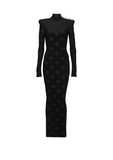 Langes Kleid aus kariertem Bouclé