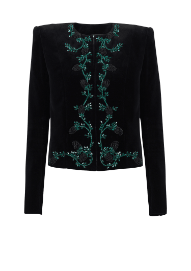 Embroidered velvet jacket womens clearance